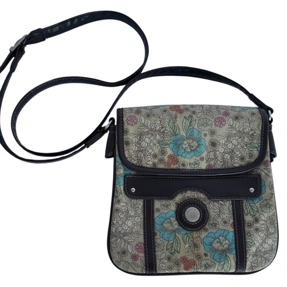 Mouflon Floral Crossbody Bag Small/Medium Leather Canvas Boho Flap Purse Pretty
